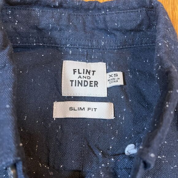 Flint and Tinder The Architect Shirt in Navy Donegal Slim Fit Casual Size XS - Picture 3 of 9